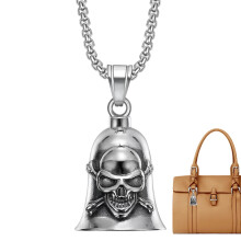 Motorcycle Skull Design Charm HipHop Style Biker Bell Accessory For Cars Gates Doors Bags Bikes Metal Gift