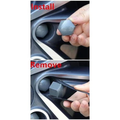 Car Wheel Bolt Caps 19mm Grey DustProof Nut Covers 1
