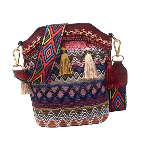 Γυναικεία τσάντα τηλεφώνου crossbody, τσάντα bucket σε χρώμα Βοημίας με διακόσμηση από 1