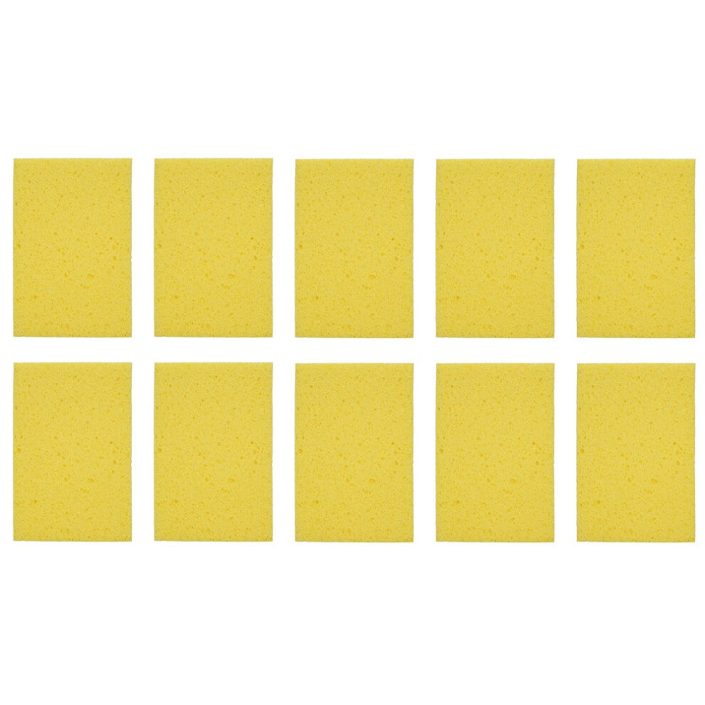 Yellow Non Scratch Cellulose Sponges, Multipurpose Non Scratch For Household And Commercial Use, 10Pcs,