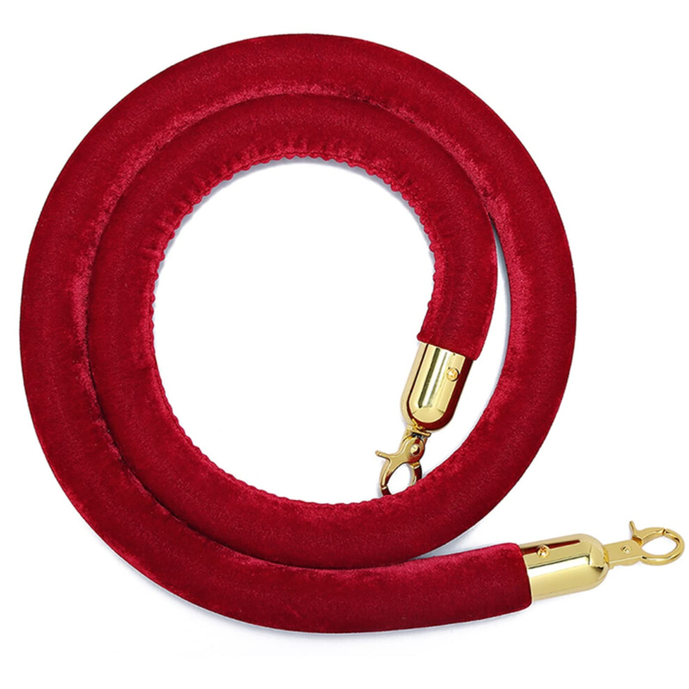 Velvet Stanchion Rope With Silver Hooks For Vip Event Crowd Control, Red 5Ft 9189345325465