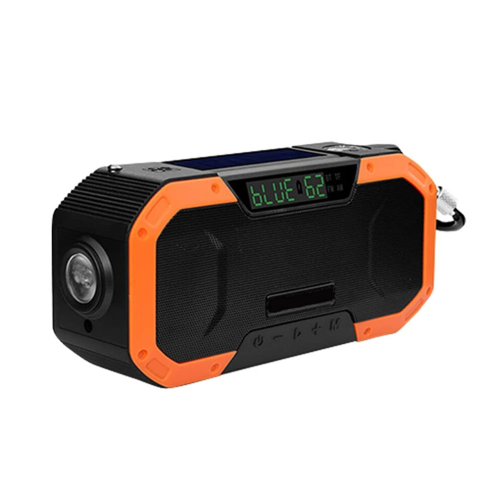 Emergency Weather Radio Bluetooth Speaker, 5000Mah Solar Hand Crank Am Fm Ipx6 Waterproof With Flashlight Sos For Camping Â Orange 9382693636966