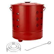 Burn Barrel with Lid and Tripod, Stainless Steel Outdoor Incinerator for Trash Leaves Paper Wood, Heat Resistant, Red 35.5x35.5x37.5cm