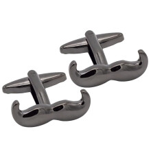 Men's cufflinks, 1 pair black zincplated beard cufflinks, shiny metal, French shirt