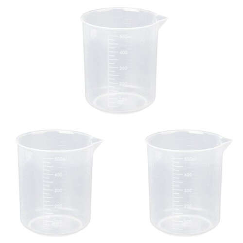 3X 500Ml Becher Gradue en Plastique Transparent