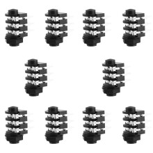 10 Piezas 1/4 Pulgada 6.5mm Enchufe Clavija de Auricular de Montaje en Panel PCB de Audio Estereo 6 Pines
