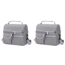 2X Bolsa de Piquenique com Isolamento Térmico para Mulheres, Homens, Crianças, Bolsa de Piquenique, Alça de Ombro Ajustável, Dupla Camada