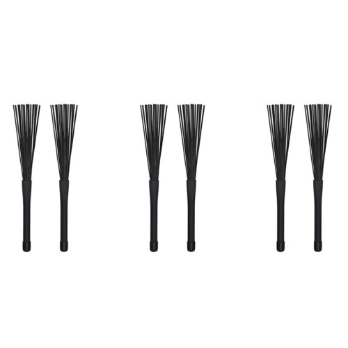 3 Paar Jazz Drum Brushes Retractable Drumsticks 32 cm Schwarz