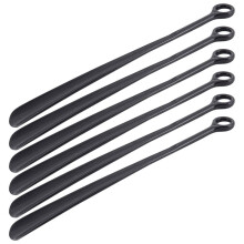 6pcs 18.5Inch Plastic Extra Long Handle Shoe Horn Shoehorn Flexible Easy Sturdy Slip Aid, 1X Black