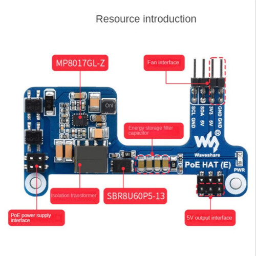 Waveshare PoE HAT(E) para Raspberry Pi Ethernet Power sobre Placa de ExpansãO para Raspberry Pi 3B+/4B para IEEE 802.3Af 2PCS 2