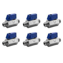 6X Stainless Steel  Valve - 1/4 Inch NPT Thread Male Small   Valve (1/4Inch Male&Male)