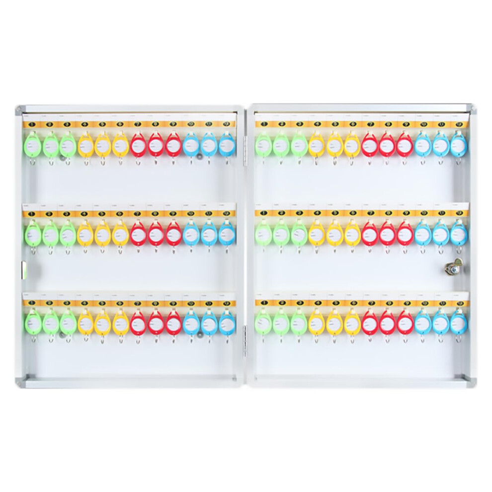 Key Lock Box Cabinet, Wall Mount Key Organizer With Key Tags, 24/32/48/72/96 Positions, 72Key Capacity, Silver 9382693637369