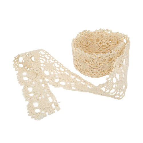 Spitzenband, Baumwollfaden, 9,1 m, Beige, 1