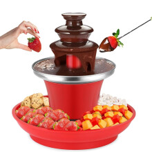Mini 3Tier Stainless Steel Chocolate Fondue Fountain with Detachable Tray for Parties and Events