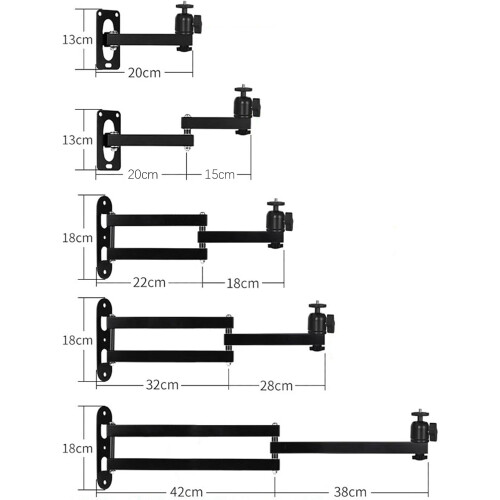Projector Mount 360 Rotation Adjustable Length 60cm Ceiling Wall Bracket Metal 1/4 Inch 1