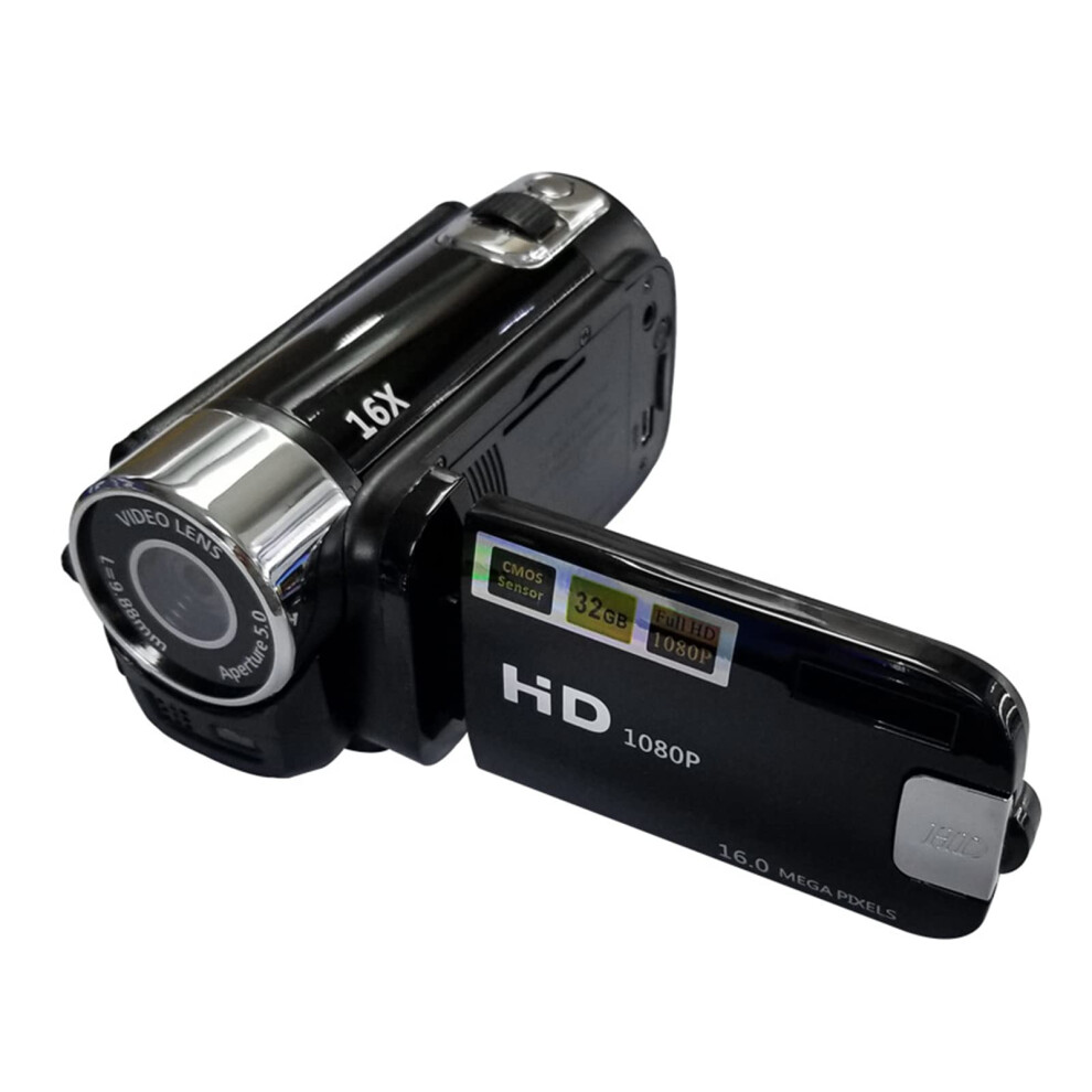 Digital Video Camera 1080P Camcorder 16Mp 2.7' Lcd Screen 16X Zoom Antishake Builtin Battery For Travel (Black) Black 9382693638175