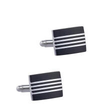 Black Striped Drip Glue Enamel Cuffs Button Men's French Long Sleeve Shirt Cufflinks