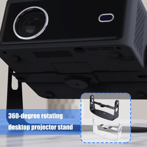 Metal Projector Mount 360 Degree Rotating Wall Ceiling Desk Bracket Adjustable Support for 5kg Projectors, White 2