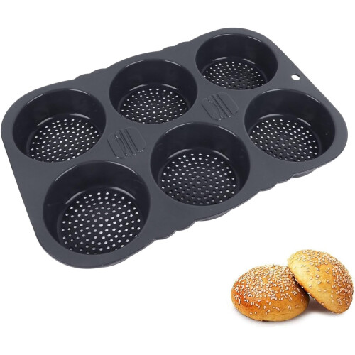 6 Cavity Hamburger Buns Foldable Reusable Bread  40F to 446F Heat Baking for Kitchen 1
