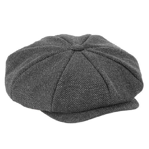 (L/XL, Charcoal Herringbone) Beechfield Unisex Adults Heritage Baker Boy Cap
