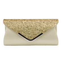 Formele feesttas voor dames, trouwclutch met klassiek envelopdesign, clutch met pailletten en afneembare kettingriem voor gala en feest.
