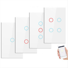 Tuya US Stecker WiFi Smart Wall Switch 1 Gang ohne Neutralleiter Touch Sensor LED-Lichtschalter Smart Home Black