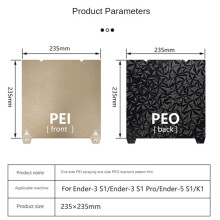 PEI PEO Blechdruckplatte Heißbettplatte 235mmx235mm für S1/End-5 S1/K1Pei Beheizbett 3D-Druckerteile