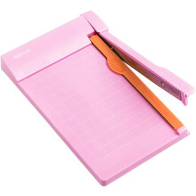 A5 Paper Cutter with Safety Lock Blade for Photos and Crafts, Compact Pink Paper Trimmer