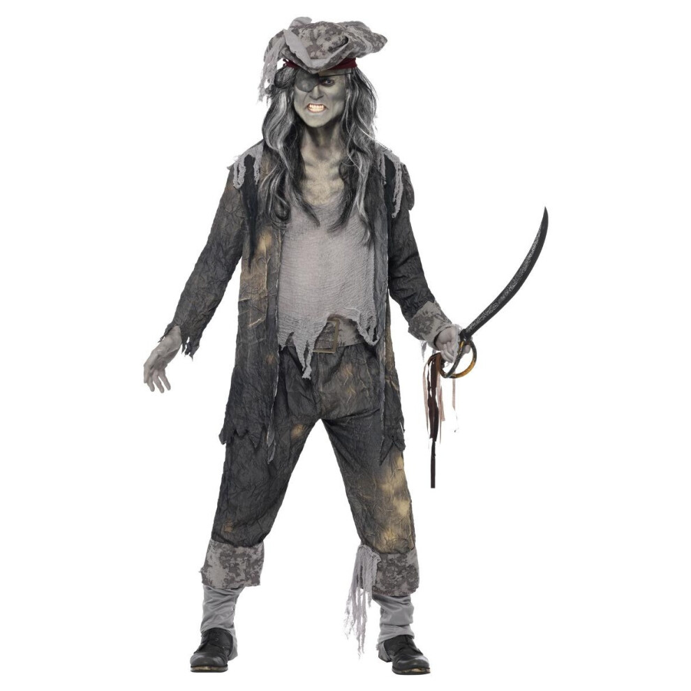 Smiffy's (M, ) Mens Deluxe Ghost Ship Ghoul Costume Grey