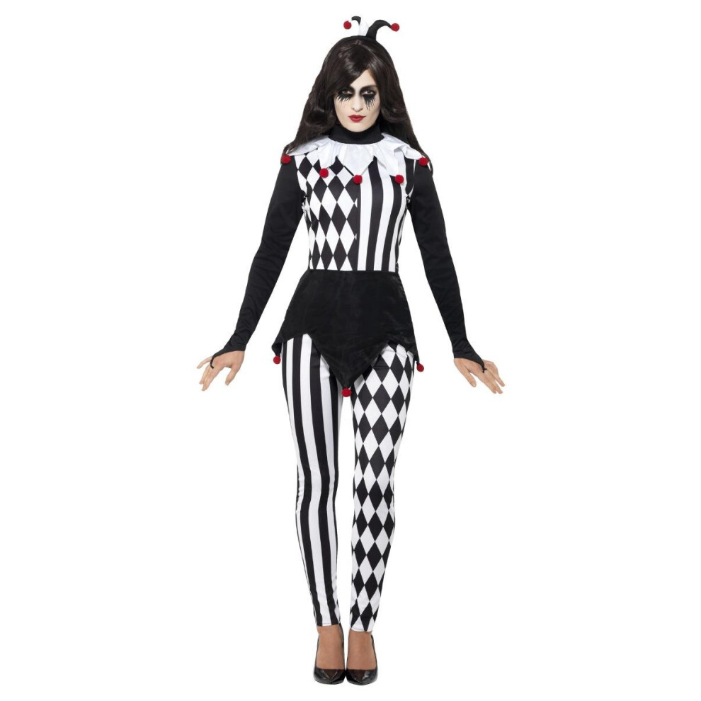 Photos - Fancy Dress  Smiffys Womens/Ladies Court Jester Costume Set(S, Black/White)