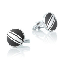 Galvanized silver round enamel metal cufflinks for French cuff men's shirts