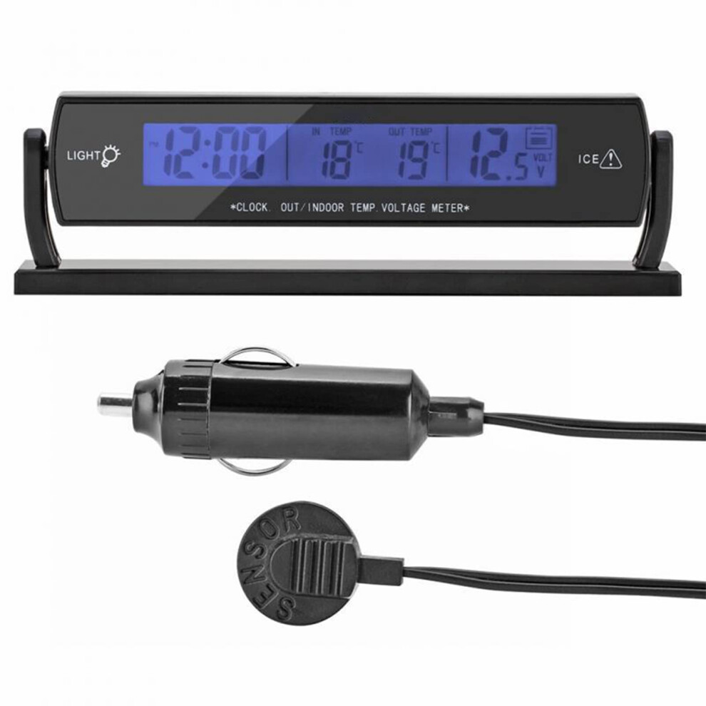 Car Temperature Voltage Monitor, Accuracy Car Temperature Voltage Monitor, Digital Lcd Display, Thermometer, Voltmeter 9347817943818