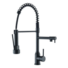 Black Kitchen Faucet 360Degree PullDown DeckMounted Hot Cold Mixer Dual Faucets