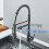 Black Kitchen Faucet 360Degree PullDown DeckMounted Hot Cold Mixer Dual Faucets 3