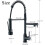 Black Kitchen Faucet 360Degree PullDown DeckMounted Hot Cold Mixer Dual Faucets 4