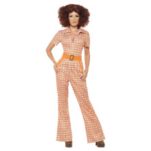 (L, Orange) Smiffys Womens/Ladies Authentic 70s Chic Costume