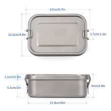 800ml Titanium Rechteckige Bento-Box – Perfekt für Camping & Picknicks