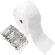 10m Curtain Tape with 50 Metal Hooks for Secure Support and Easy Installation