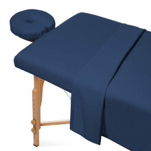 Dark Blue Massage Table Sheets Set, Breathable Wrinkle Beauty Salon Bed Cover, 3Piece