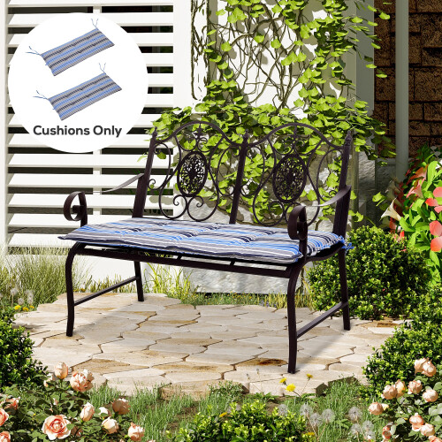 Outsunny Outsunny 2 Pieces Replacement Cushions for Garden Bench, with Strips, Blue