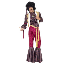 (L, Purple/Pink) Smiffys Mens 70s Psychedelic Rocker Costume Set