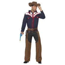 (M, Blue/Brown) Smiffys Unisex Adult Rodeo Cowboy Costume Set