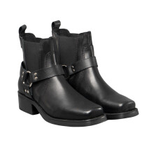(12 UK, Black) Woodland Mens Low Harley Gusset Harness Leather Boots