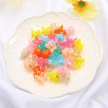 Sweet Hairpin Girl Acrylic Cute Candy Color Flower Star Hairpin Mini Hairpin Hair Accessory (30pcs/set) Metal Hairpin (Color: 06)