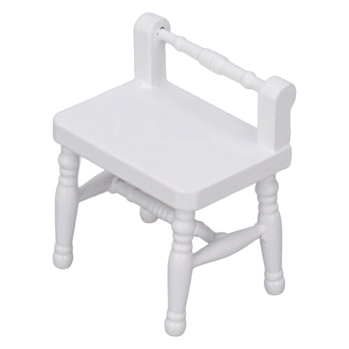 Mini Birch Dollhouse Dressing Table Stool 15x5cm White DIY Decor 2