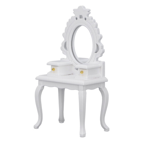 Mini Birch Dollhouse Dressing Table Stool 15x5cm White DIY Decor