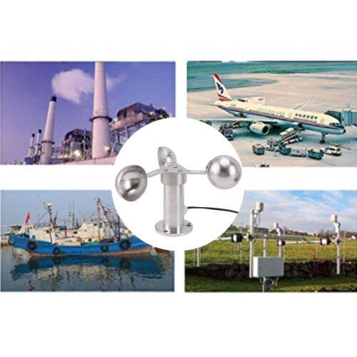 Anemometer Wind Speed Detector, Easy Installation 3 Cups Sensor with High Performance Imported Bearings and Low Consumption, 360 Degree Measuring for 1