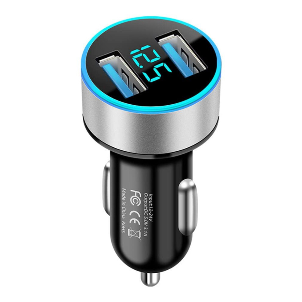 Dual Usb Car Charger With Led Voltage Display Fast Charging 12V24v Cigarette Lighter Adapter 9189345327339