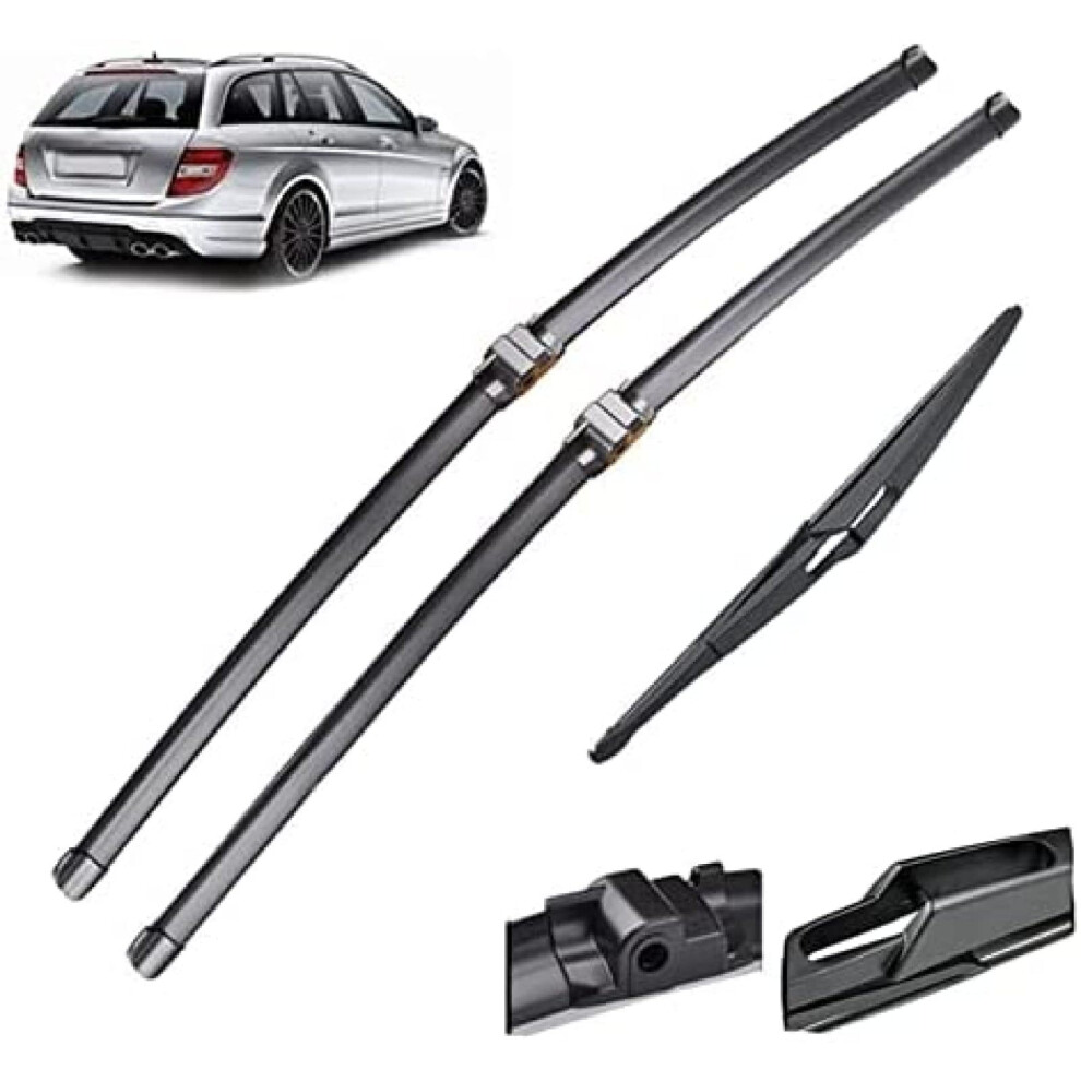 Windscreen Wiper Set For Mercedesbenz Cclass W204 20092012 Front And Rear Windscreen 24' 24' 12' Rubber Wiper Blades 9382693641144