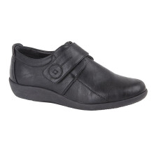 (9 UK, Black) Boulevard Womens/Ladies X Wide EE Fit Touch Fastening Bar Shoe